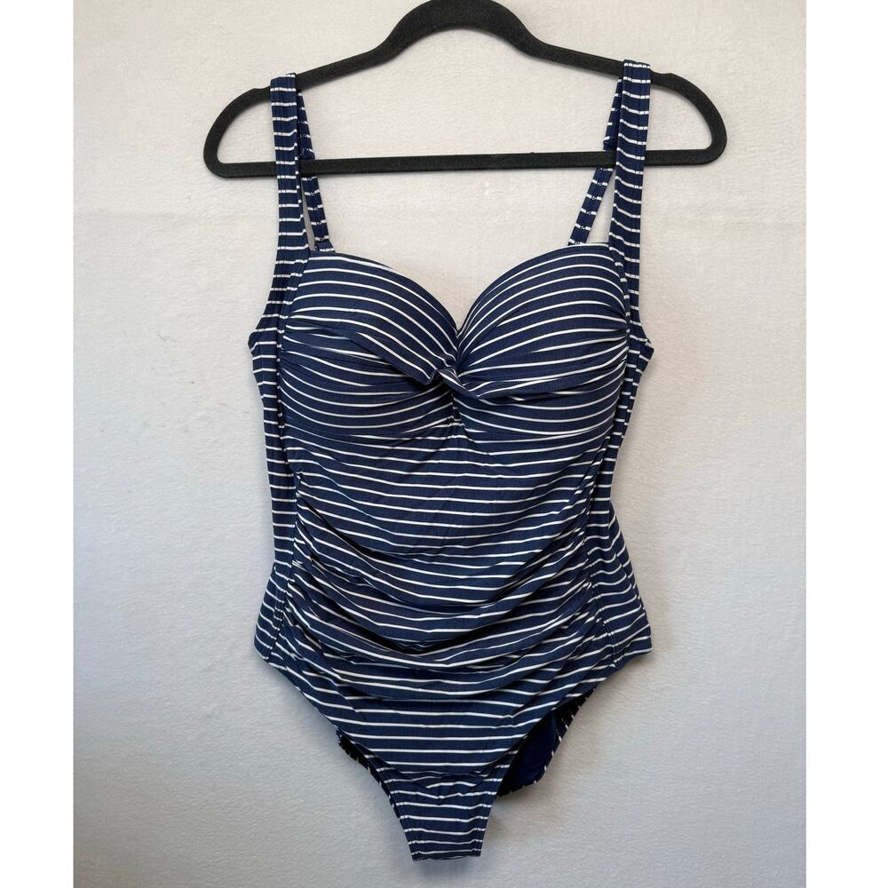 Nip Tuck Swim Multi Fit Cup One Piece Swimsuit, Navy/White Stripe